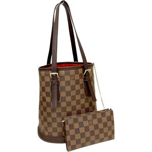 Louis Vuitton Mare Handbag Bucket Damier Ebene Brown Leather